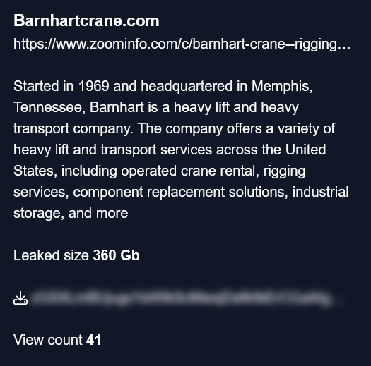 Barnhart Crane&Rigging成为CHAOS勒索软件的受害者