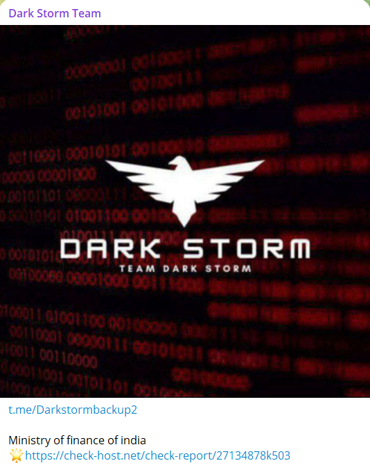 Dark Storm Team攻击印度国防部网站