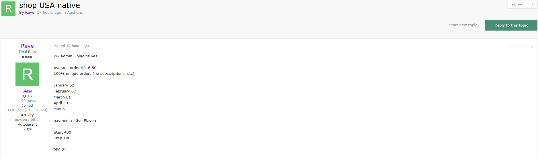 涉嫌向一家身份不明的美国在线商店出售WordPress admin访问权限