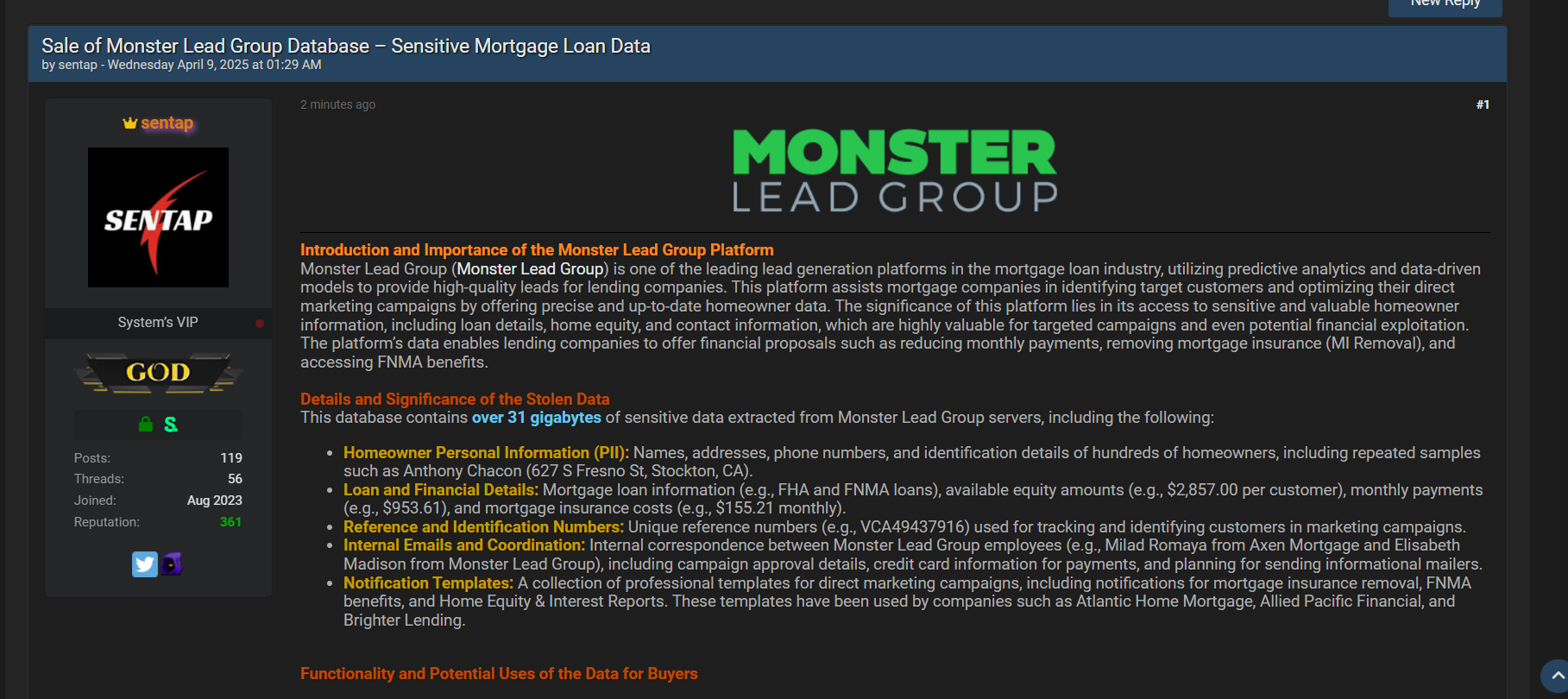 Monster Lead Group涉嫌数据出售