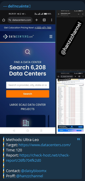 Delinquente针对Datacenters.com网站
