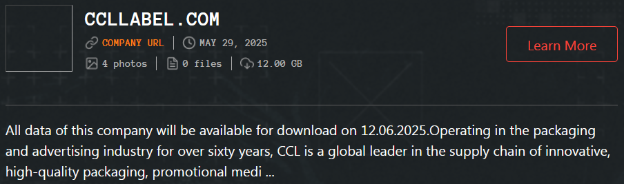 CCL Label成为Qilin勒索软件的受害者