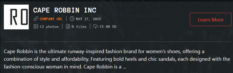 Cape Robbin Inc成为Qilin勒索软件的受害者