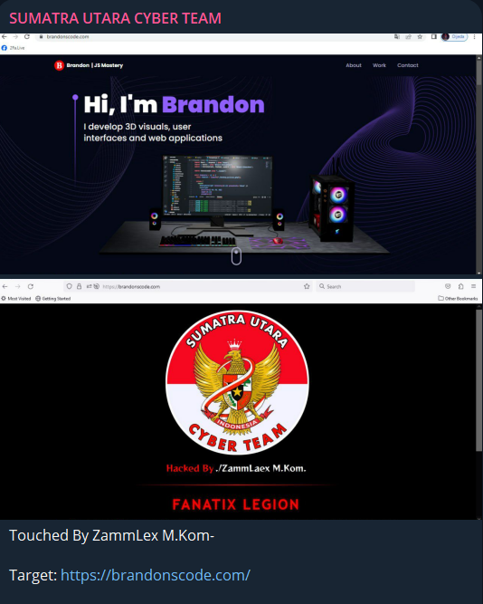 北苏门答腊CYBER团队瞄准Brandon McKenzie的网站