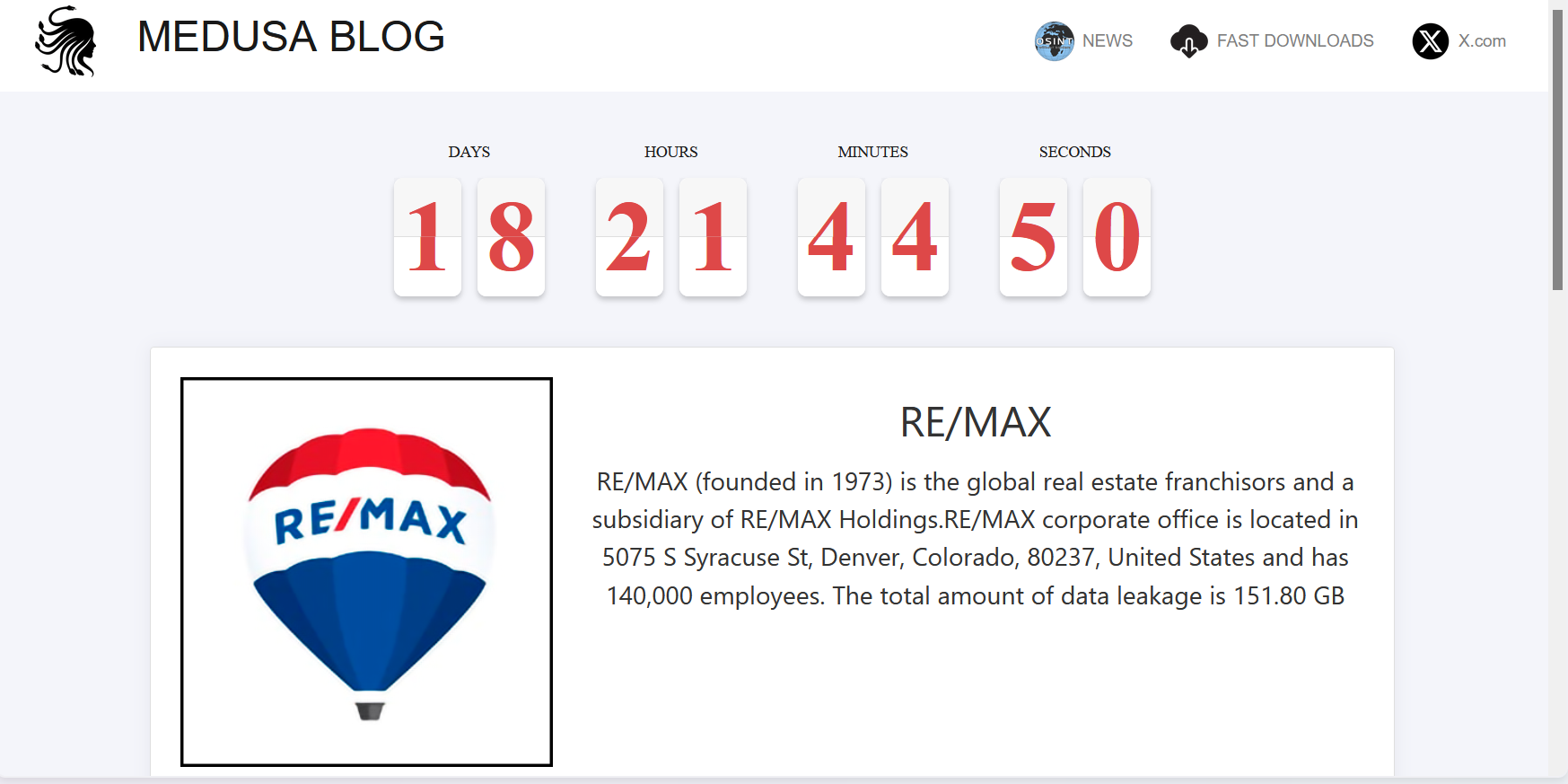 REMAX成为MEDUSA勒索软件的受害者