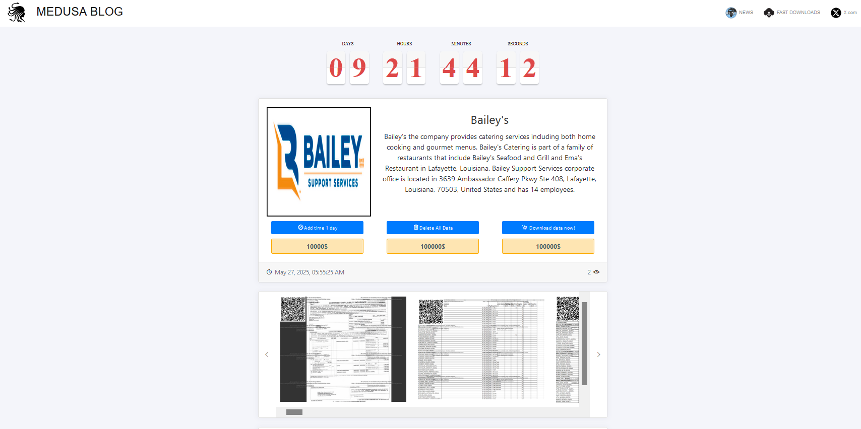 Bailey Support Services成为MEDUSA勒索软件的受害者