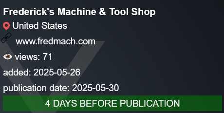 Frederick’s Machine&Tool成为PLAY勒索软件的受害者