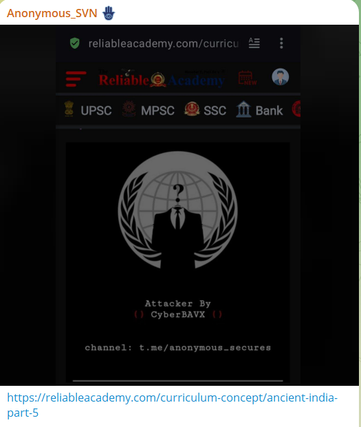 Anonymous_SVN针对可靠学院高等教育私人有限公司网站