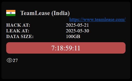TeamLease成为NightSpire勒索软件的受害者