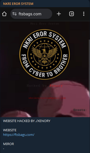 NKRI EROR SYSTEM瞄准FTS Bags网站