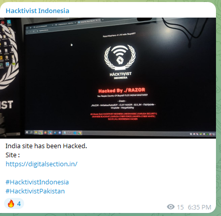 Hacktivist Indonesia瞄准数字科网站