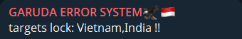 GARUDA ERROR SYSTEM声称针对印越