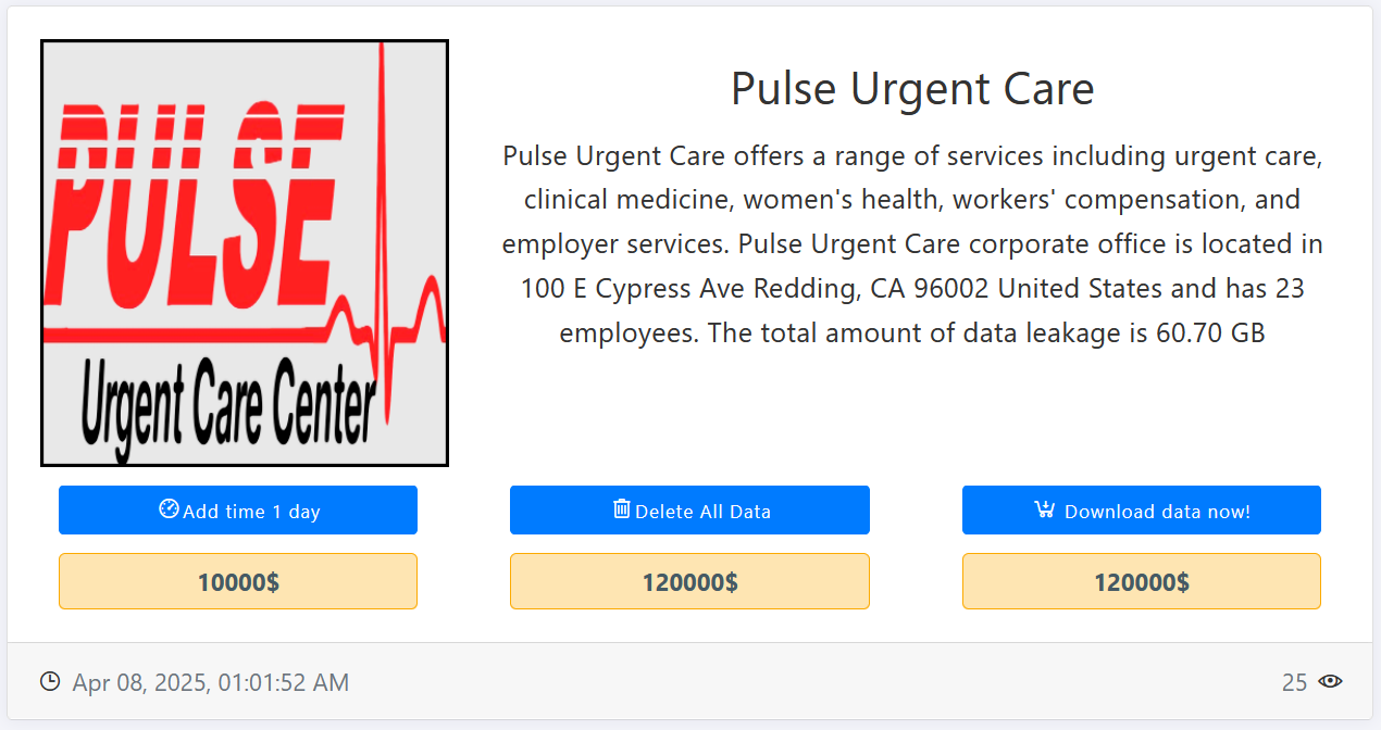 Pulse紧急护理中心成为MEDUSA勒索软件的受害者