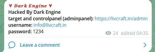 涉嫌泄露admin对LivCraft的访问权限