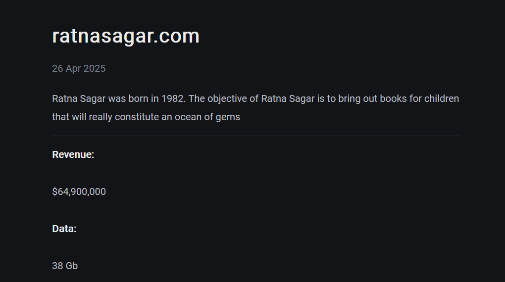 Ratna Sagar成为J group勒索软件的受害者