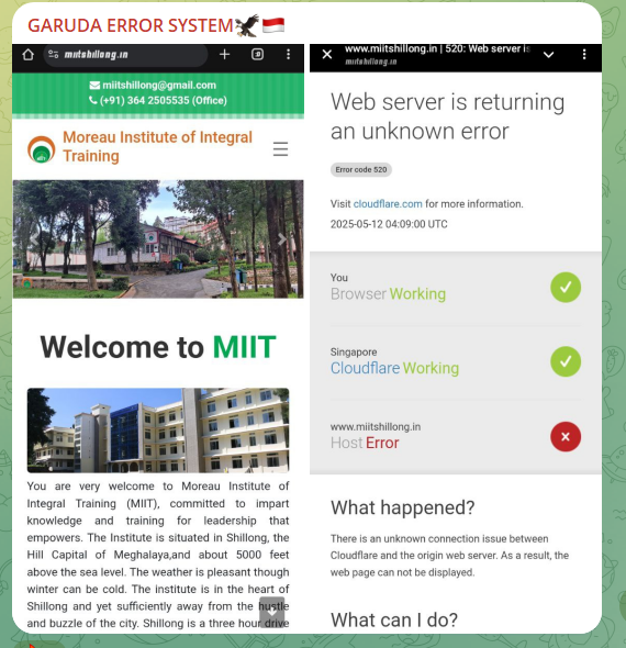 GARUDA ERROR SYSTEM瞄准莫罗综合培训学院网站