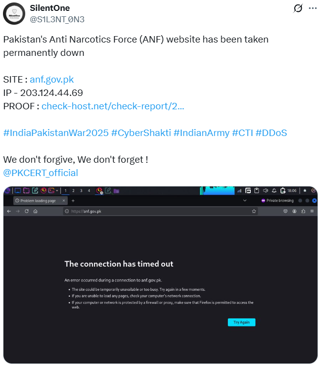 SilentOne针对缉毒部队(ANF)网站
