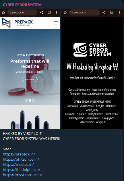 Cyber Error System瞄准神秘石私人有限公司网站