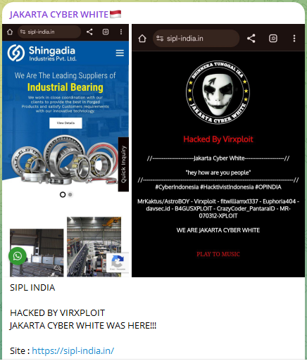 JAKARTA CYBER WHITE瞄准Shingadia Industries Pvt.的网站。有限公司