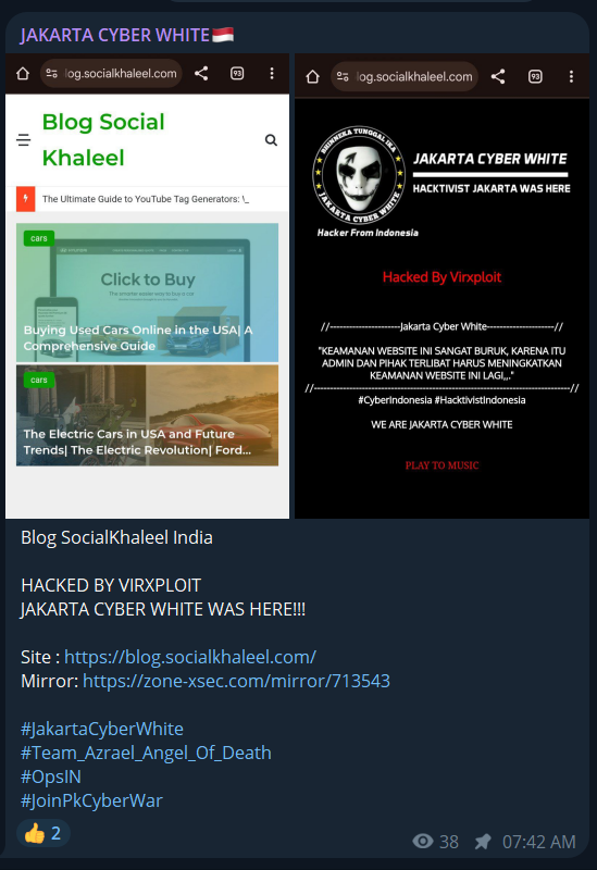 JAKARTA CYBER WHITE瞄准博客社交Khaleel的网站