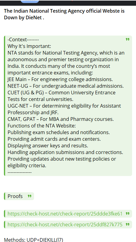 DieNet瞄准国家Testing署网站