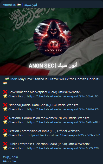 AnonSec针对印度选举委员会网站