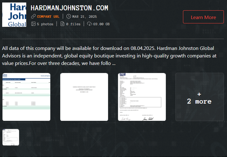 Hardman Johnston Global Advisors成为Qilin勒索软件的受害者