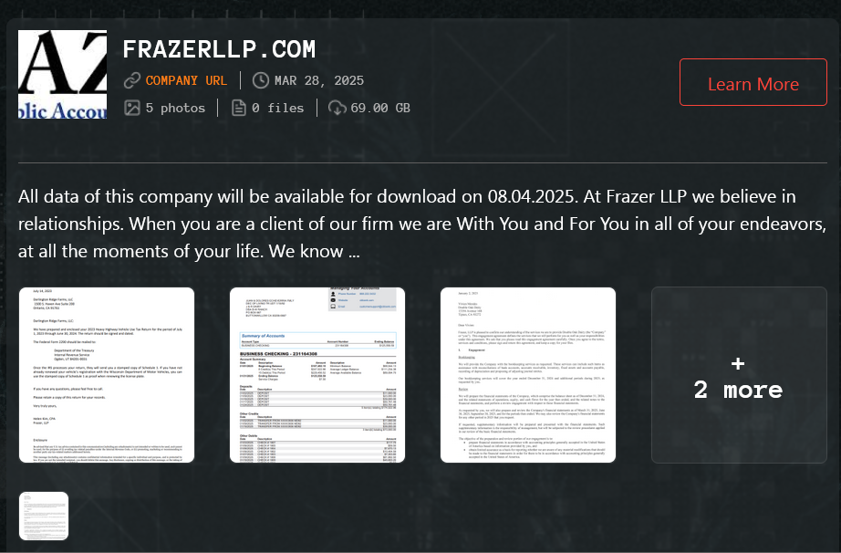 FRAZER，LLP成为Qilin勒索软件的受害者