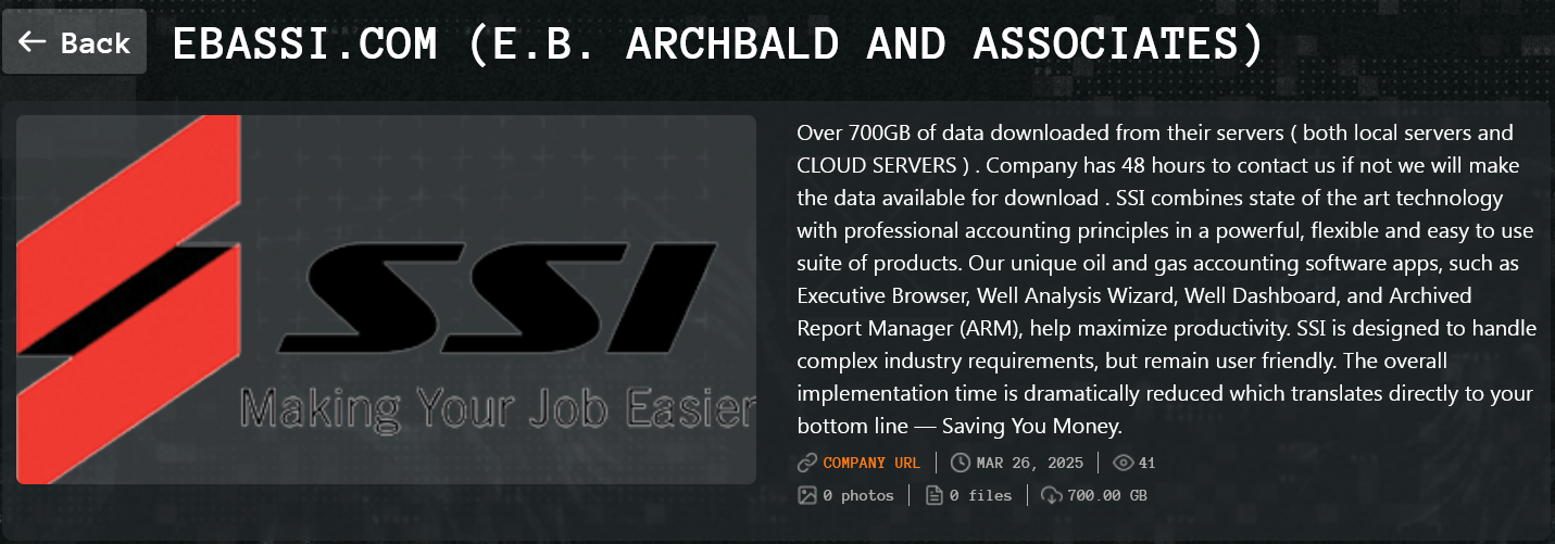 E.B.Archbald and Associates成为Qilin勒索软件的受害者