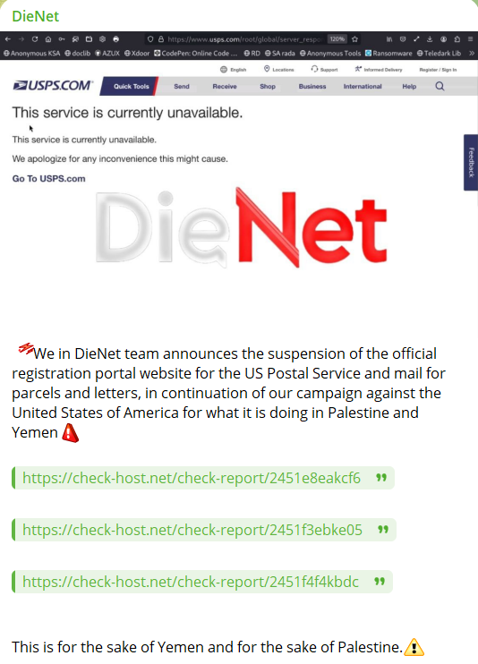 DieNet瞄准美国邮政局网站