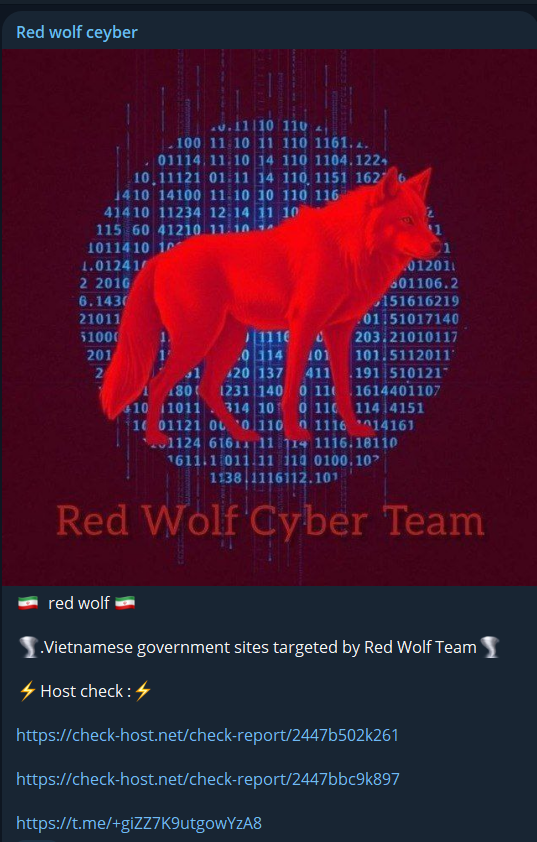Red Wolf Cyber Team针对胡志明市第一区人民委员会网站