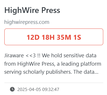 INC.Highwire Press成为HELLCAT勒索软件的受害者