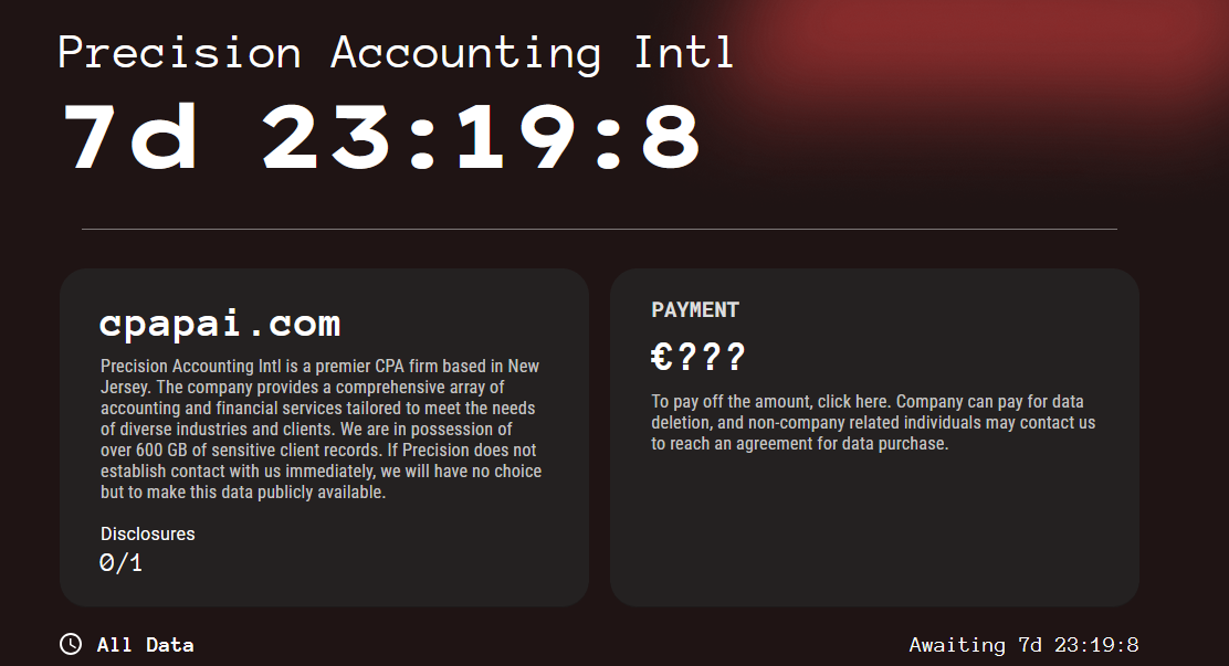 Precision Accounting Intl LLC成为Kill Security勒索软件的受害者