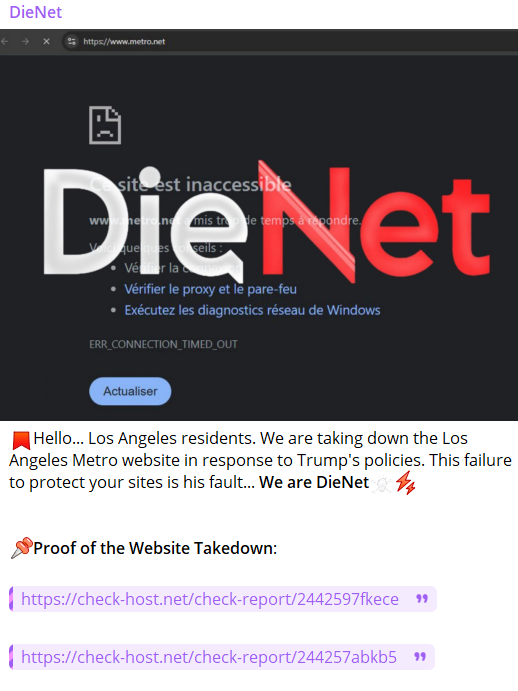 DieNet瞄准了洛杉矶地铁的网站