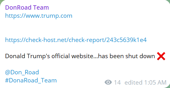 DonRoad团队瞄准Trump组织网站