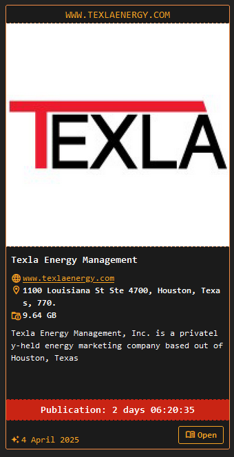 INC.Texla Energy Management成为DragonForce勒索软件的受害者