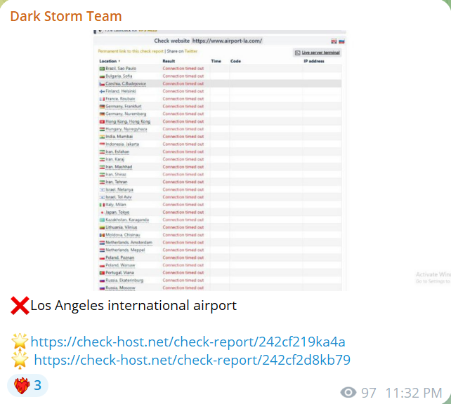 Dark Storm Team瞄准洛杉矶机场网站