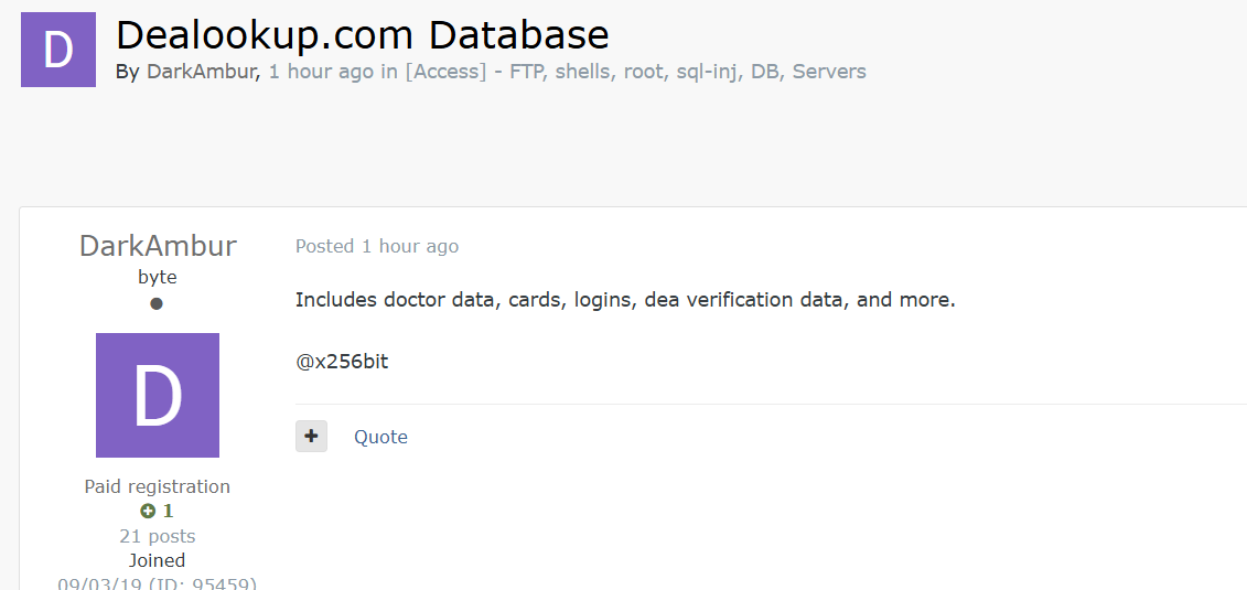 涉嫌向DEA Lookup.com出售访问权限