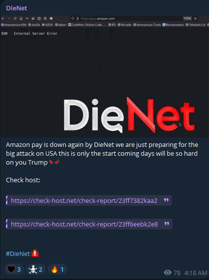 DieNet瞄准Amazon Pay网站