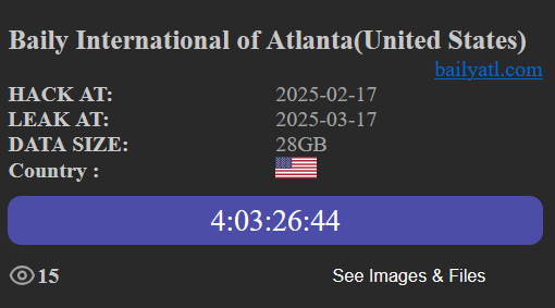 亚特兰大Baily International成为NightSpire勒索软件的受害者