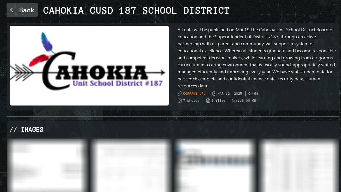 Cahokia Unit学区#187成为Qilin勒索软件的受害者