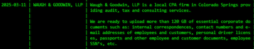 Waugh&Goodwin，LLP成为Akira勒索软件的受害者