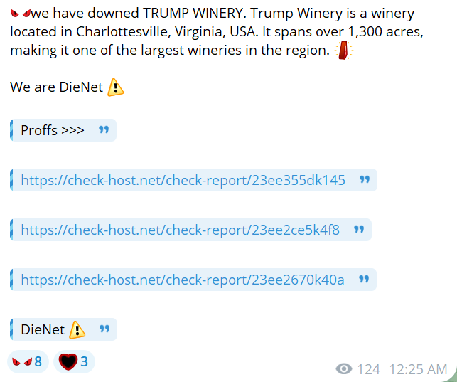 DieNet瞄准Trump酒厂网站