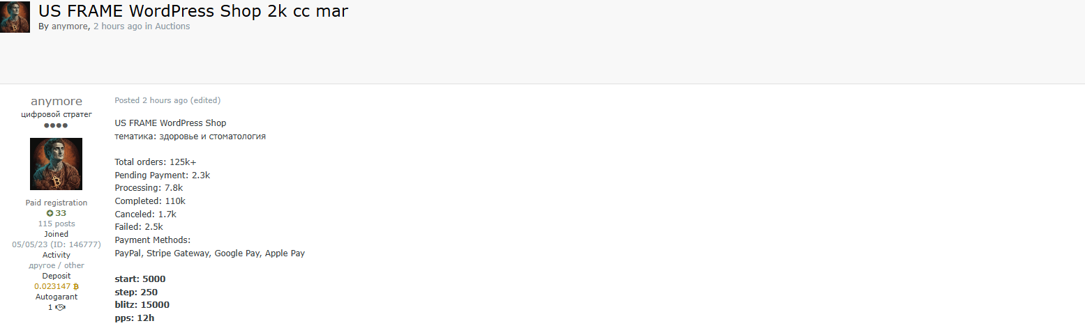 涉嫌在美国出售对基于WordPress的在线商店的未经授权的访问