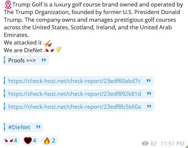 DieNet瞄准Trump高尔夫网站