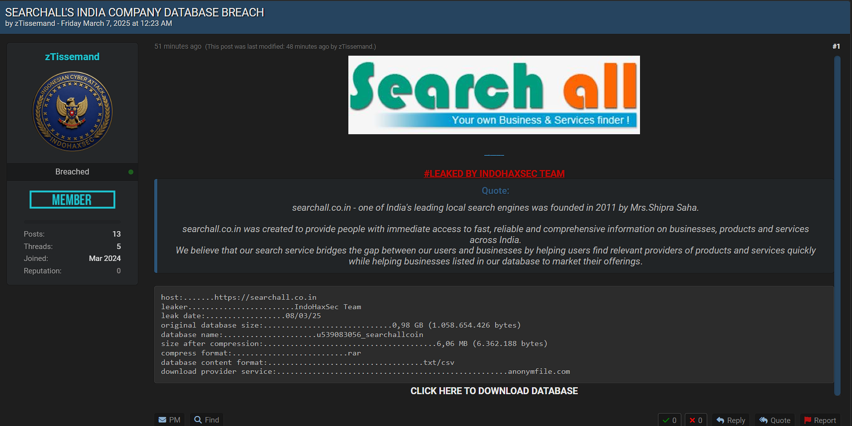 Search All涉嫌数据泄露