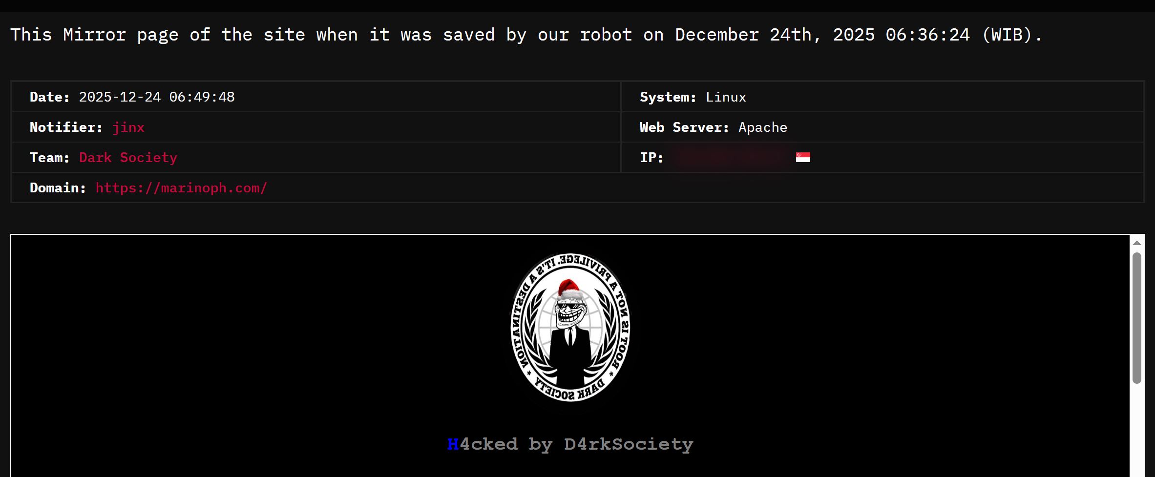 D4rkSociety针对圣泽维尔国际学校网站