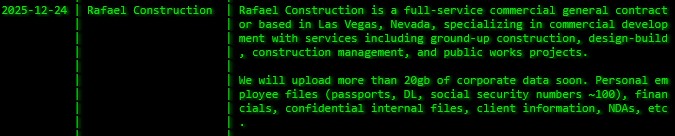 Rafael Construction Inc victim落入Akira勒索软件手中