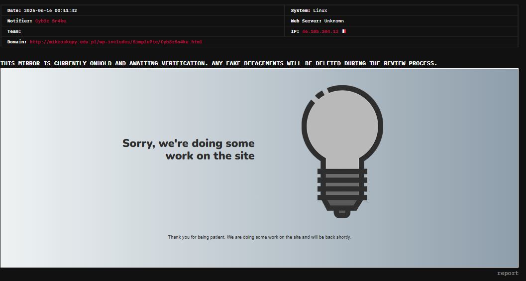 Cyb3r Sn4ke targets the website of Mikroskopy