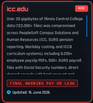 Alleged data breach of Illinois Central College